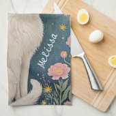 Die zauberhafte weiße Katze mit grünen Augen Geschirrtuch (Viertel Falte)