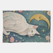 Die zauberhafte weiße Katze mit grünen Augen Geschirrtuch (Horizontal)