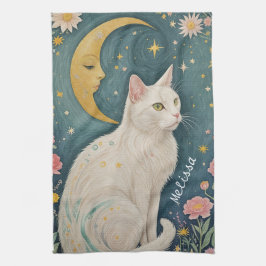 Die zauberhafte weiße Katze mit grünen Augen Geschirrtuch