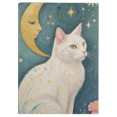Die zauberhafte weiße Katze mit grünen Augen Klemmbrett (Rückseite)