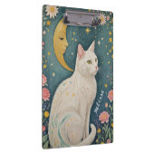 Die zauberhafte weiße Katze mit grünen Augen Klemmbrett (Rechts)