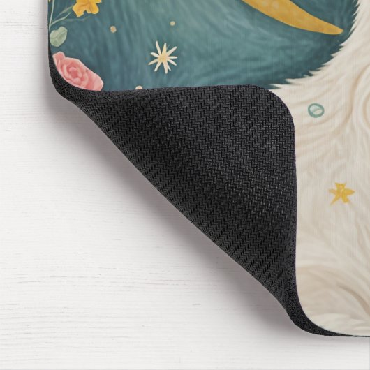 Die zauberhafte weiße Katze mit grünen Augen Mousepad (Ecke)