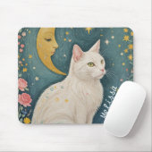 Die zauberhafte weiße Katze mit grünen Augen Mousepad (Mit Mouse)
