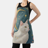 Die zauberhafte weiße Katze mit grünen Augen Schürze (InSitu)