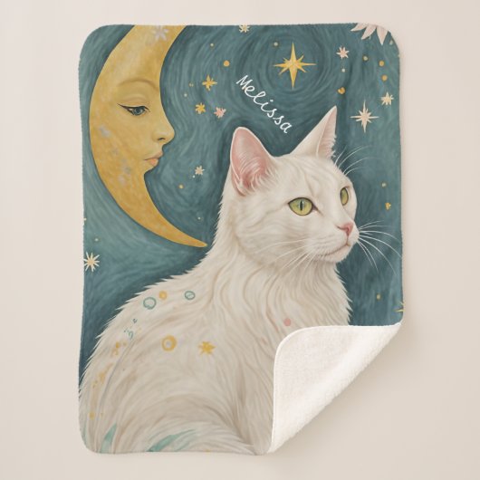 Die zauberhafte weiße Katze mit grünen Augen Sherpadecke (Vorderseite)