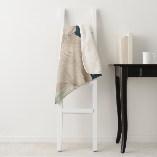 Die zauberhafte weiße Katze mit grünen Augen Sherpadecke (Beispiel)