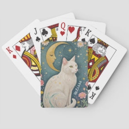 Die zauberhafte weiße Katze mit grünen Augen Spielkarten