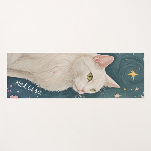 Die zauberhafte weiße Katze mit grünen Augen Yogamatte (Vorderseite (Horizontal))