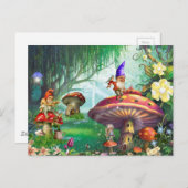 Die zauberhaften Gnome Pilze Blumengärten Postkarte (Vorne/Hinten)