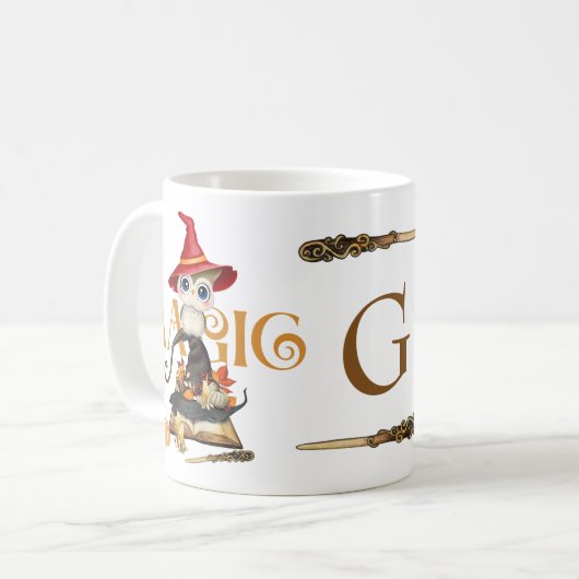 Die Zauberhexenschale fällt als Monogramm Kaffeetasse (Vorderseite Links)