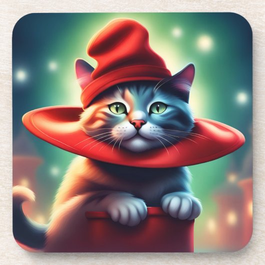 die Zauberkatze Getränkeuntersetzer (Vorderseite)