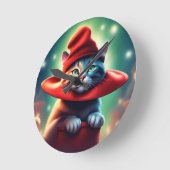 die Zauberkatze Runde Wanduhr (Winkel)