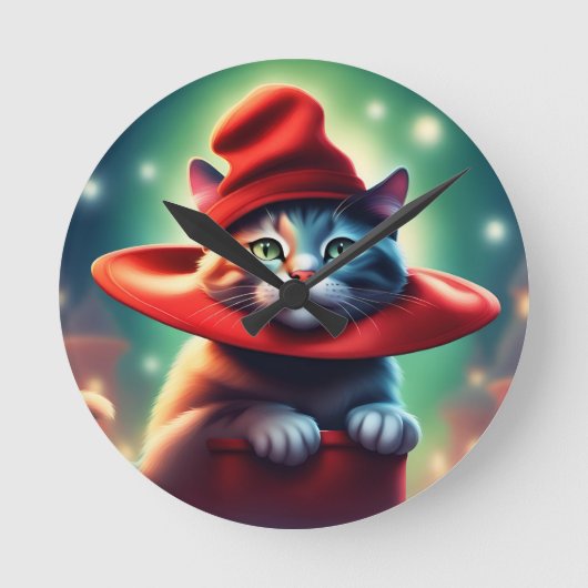 die Zauberkatze Runde Wanduhr (Vorderseite)