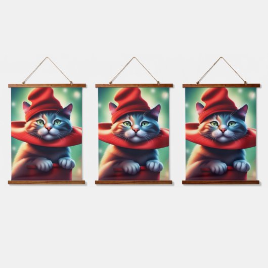 die Zauberkatze Wandteppich Mit Holzrahmen (Dreifach)