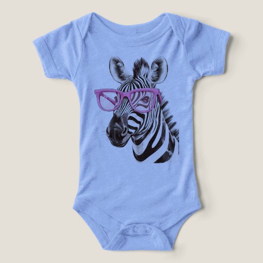 Die Zebra mit rosa Gläser (blau) (Design Vorderseite)