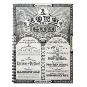 Die zehn Gebote 1876 Vintages Plakat wieder Notizblock