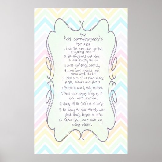 Die zehn Gebote für das Kinderplakat Poster (Vorne)