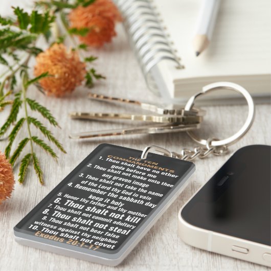 Die zehn GeboteRechteck (zweiseitig) Schlüsselanhänger (Vorderseite rechts)