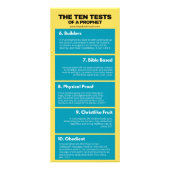 Die zehn Tests eines Propheten Werbekarte (Hinten)