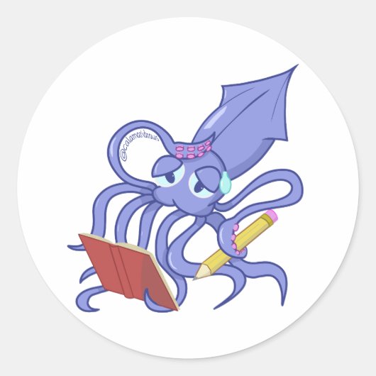 Die zeichnenden Calamari Runder Aufkleber (Vorderseite)