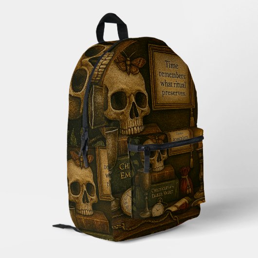 Die Zeit erinnert sich Bedruckter Rucksack (Rückseitige Ecke links)