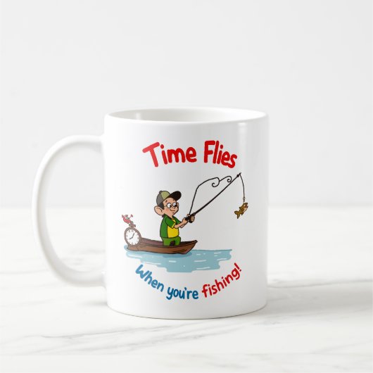 Die Zeit Fliegt Beim Angeln Kaffeetasse (Links)