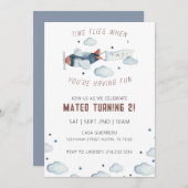 DIE ZEIT FLIEGT GEBURTSTAG! EINLADUNG (Vorne/Hinten)