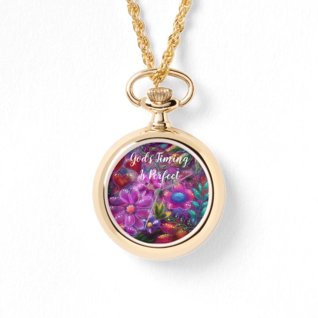 Die Zeit Gottes ist perfekt Abstrakt rosa und blas Armbanduhr (Vorderseite)