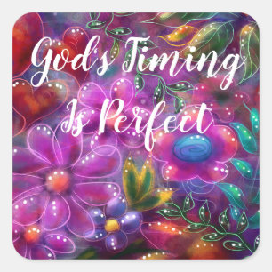 Die Zeit Gottes ist perfekt Abstrakt rosa und blas Quadratischer Aufkleber