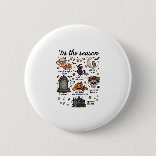 Die Zeit ist Halloween Hexe Kürbis Schädel_1 Button (Vorderseite)