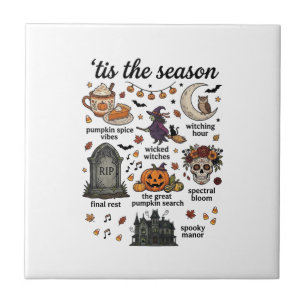 Die Zeit ist Halloween Hexe Kürbis Schädel_1 Fliese