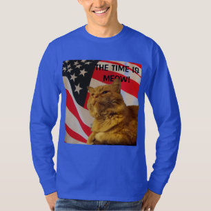 Die Zeit ist Meow Pumpkin für die Präsidentenflagg T-Shirt