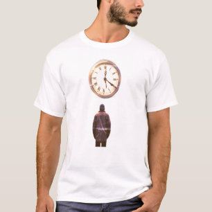 Die Zeit läuft schnell ab Mann + Uhr auf Weiß T-Shirt