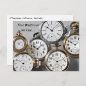 Die Zeit wartet auf niemanden... Uhren Postkarte (Vorne/Hinten)