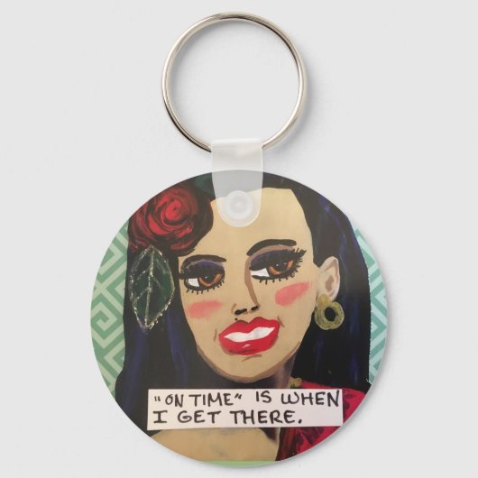 Die Zeit zum Keyring ist, wenn ich dort ankomme. Schlüsselanhänger (Vorderseite)