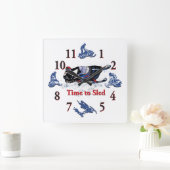 Die Zeit zum Schlitten - Schneemobile Uhr (Zuhause)