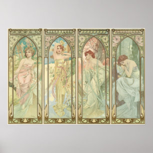 DIE ZEITEN DES TAGES - Mucha Poster