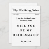 Die Zeitung Got den Ring zu meiner Brautjungfrau Einladung (Vorne/Hinten)