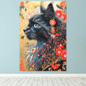 Die Zen-Katze | Vintag Japanisch Ukiyo-e Leinwanddruck (Insitu (Holzboden))