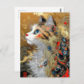 Die Zen-Katze | Vintag Japanisch Ukiyo-e Postkarte (Vorne/Hinten)