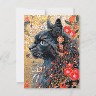 Die Zen-Katze Vintage-Japanisches Ukiyo-e Postkarte