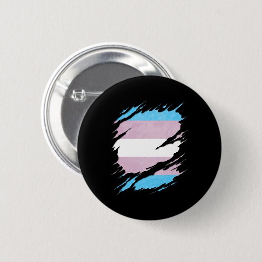 Die zerrissene Transgender-Stolz-Flagge decken auf Button (Vorne & Hinten)