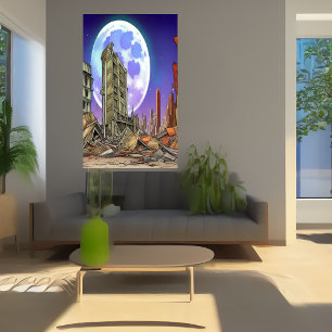 Die zerstörte Stadt   AI Art Poster