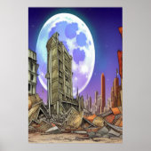 Die zerstörte Stadt | AI Art Poster (Vorne)