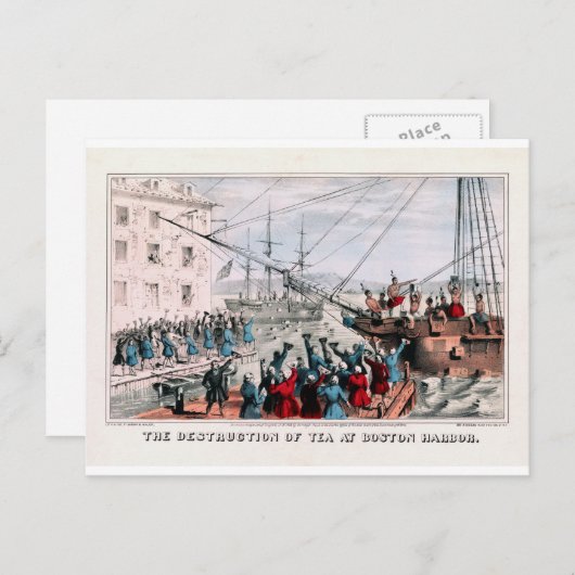 Die Zerstörung von Tee im Hafen von Boston Postkarte (Vorne/Hinten)