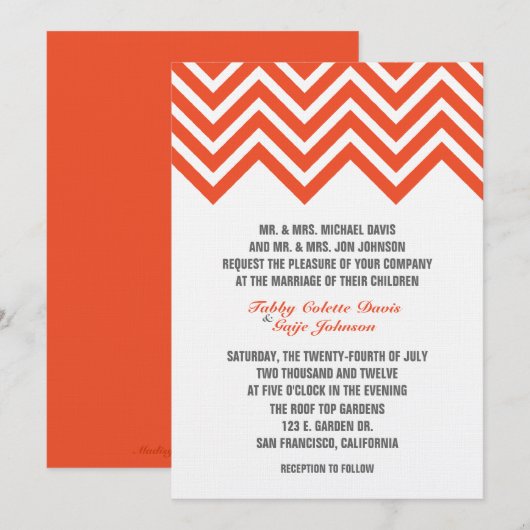 Die ZICKZACK Einladung des EREIGNISSES (Vorne/Hinten)