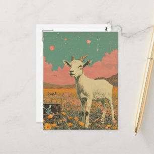 Die Ziege auf der Wiese Postkarte