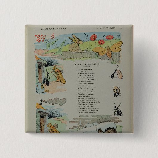 Die Zikade und die Ameise von den Fabeln Button (Vorderseite)