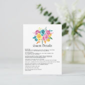 Die Zimmer sind in Türkis, Gelb und Rosa gehalten. Begleitkarte (Stehend Vorderseite)