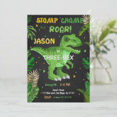 DIE ZIMMER UND DIE ZIMMER. Dinosaurier zum Geburts Einladung (Stehend Vorderseite)